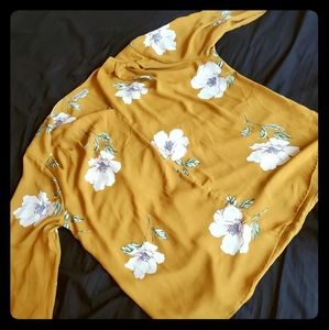 Pleione floral work top mustard yellow xl